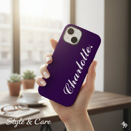 Funda Para iPhone 14 De Case-Mate Diseña tu propio nombre en este tono púrpura oscur