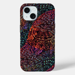 Funda Para iPhone 15 Diseño Abstracto de Caleidoscopio Fractal Eléctric