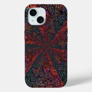 Funda Para iPhone 15 Diseño Abstracto de Caleidoscopio Fractal Eléctric