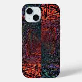 Funda Para iPhone 15 Diseño Abstracto de Caleidoscopio Fractal Eléctric