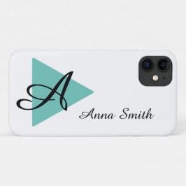 Funda Para iPhone 11 Diseño abstracto de monograma azul elegante