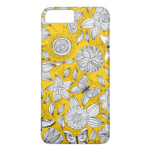 Funda Para iPhone 8 Plus/7 Plus Diseño abstracto floral blanco amarillo adorable