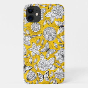 Funda Para iPhone 11 Diseño abstracto floral blanco amarillo lindo
