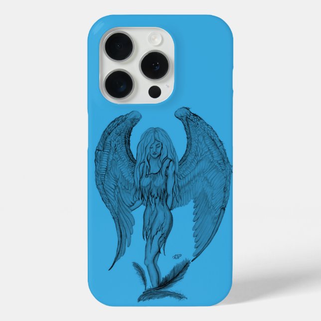 Funda De Case-Mate Para iPhone Diseño Ángel negro y azul (Reverso )