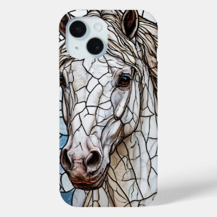 Funda Para iPhone 15 Diseño Artístico de Caballo Blanco Ecuestre Amante