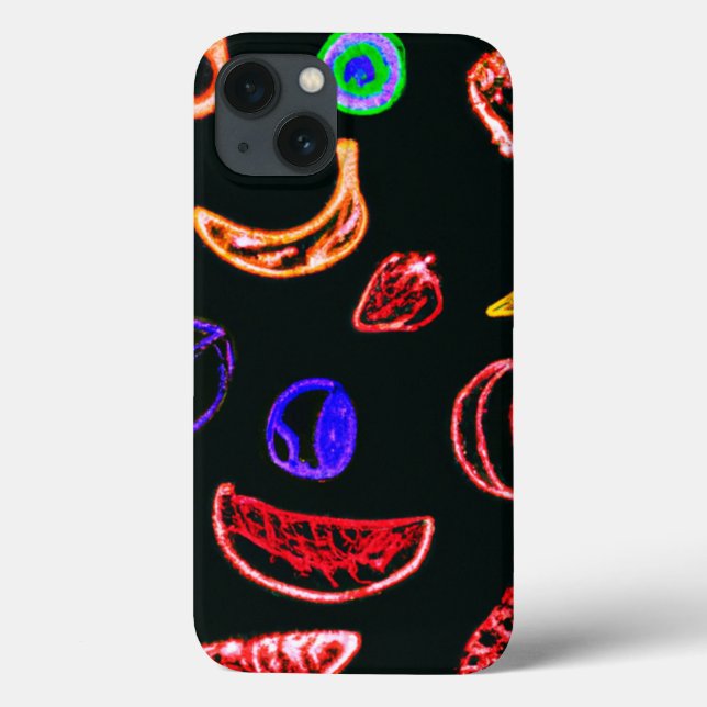 Funda De Case-Mate Para iPhone Diseño artístico de patrones de frutas de neón (Reverso)