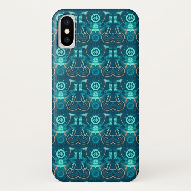 Funda De Case-Mate Para iPhone Diseño azul náutico (Reverso)