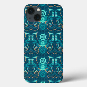 Funda Para iPhone 13 Diseño azul náutico
