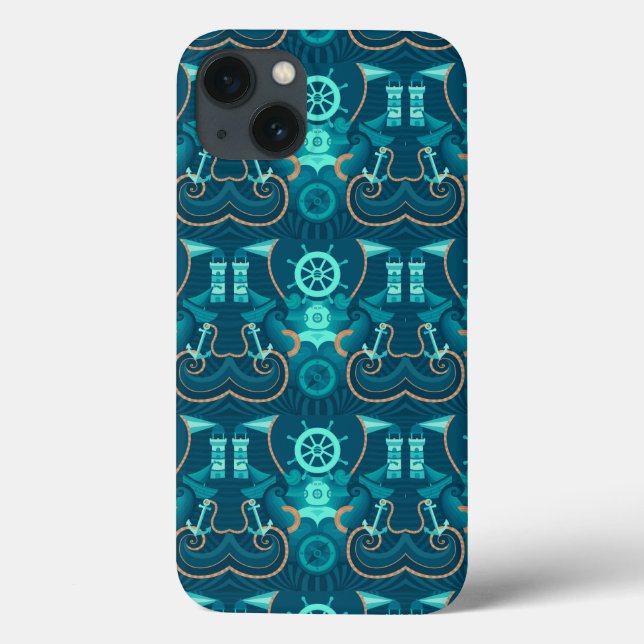 Funda De Case-Mate Para iPhone Diseño azul náutico (Reverso)