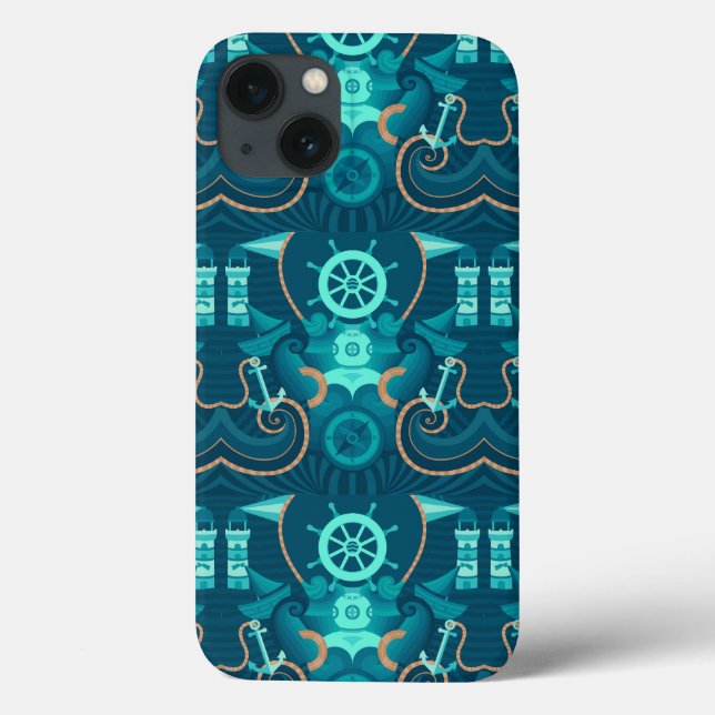 Funda De Case-Mate Para iPhone Diseño azul náutico (Reverso)