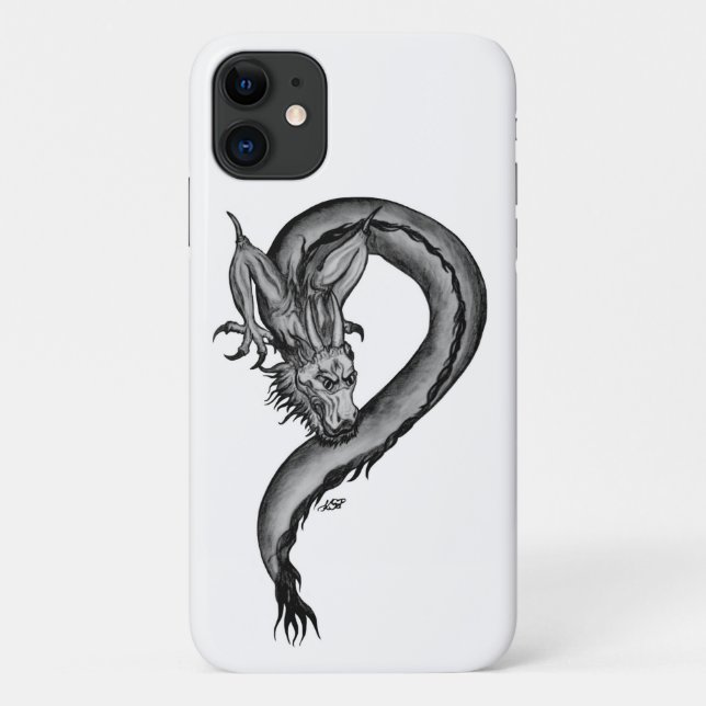 Funda De Case-Mate Para iPhone Diseño blanco y negro de Dragon (Reverso)