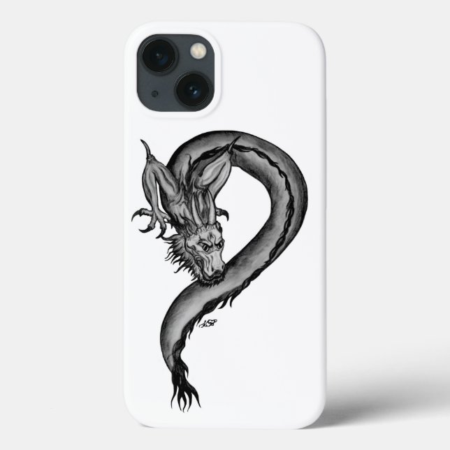 Funda De Case-Mate Para iPhone Diseño blanco y negro de Dragon (Reverso)
