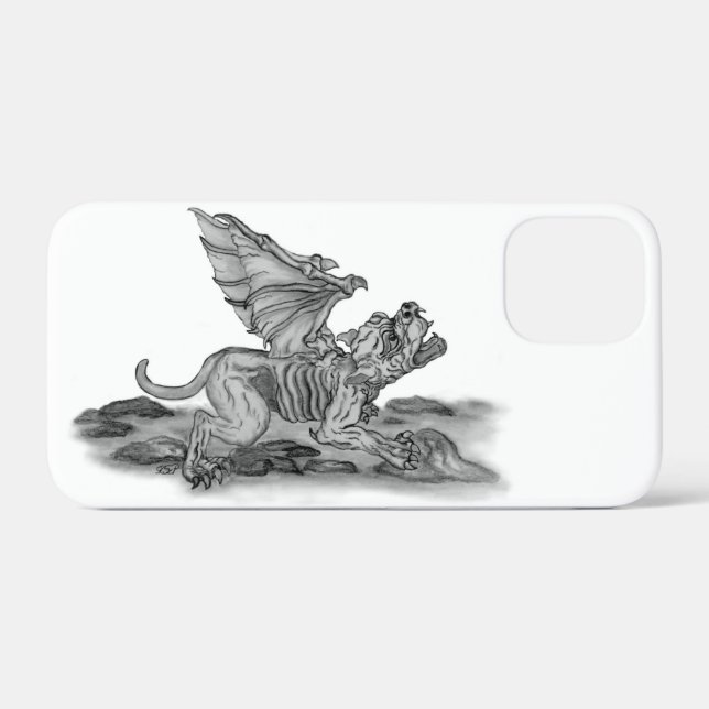 Funda De Case-Mate Para iPhone Diseño blanco y negro de Golem Gargoyle (Reverso (Horizontal))