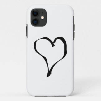 Funda Para iPhone 11 Diseño blanco y negro del corazón del amor