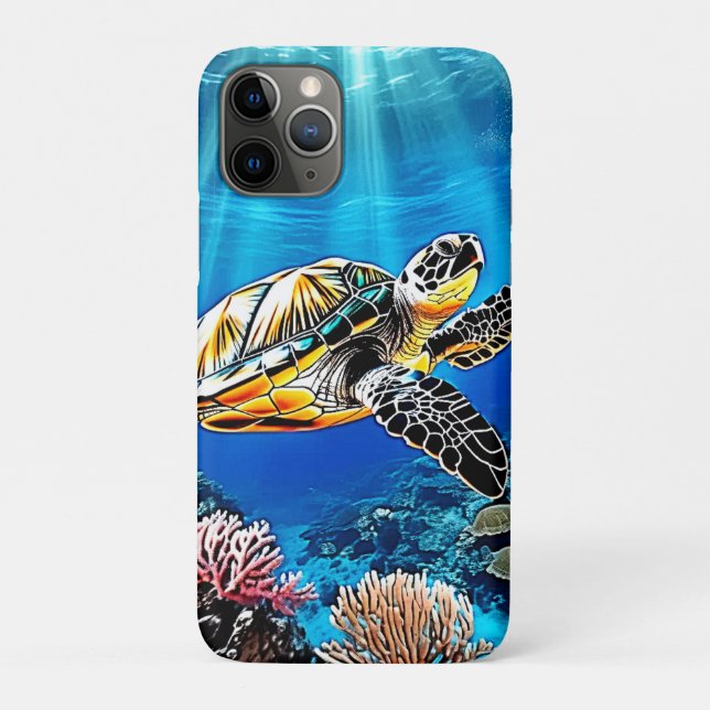 Funda De Case-Mate Para iPhone Diseño brillante de arrecifes de tortuga (Reverso)