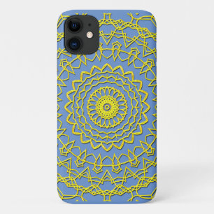 Funda Para iPhone 11 Diseño circular de color de oro de Lacy en azul de