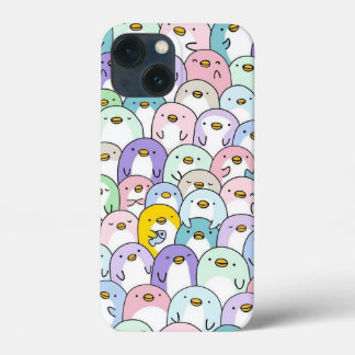 Funda Para iPhone 13 Mini diseño colorido de aves pingüinas