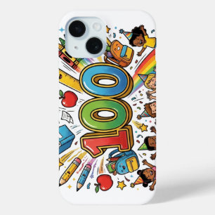 Funda Para iPhone 15 Diseño Colorido de Celebración del 100º Día de Esc