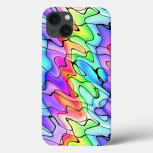 Funda Para iPhone 13 Diseño colorido de plumas y acuarelas