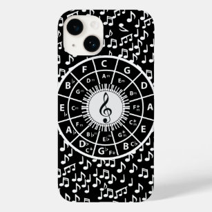 Funda Para iPhone 14 De Case-Mate Diseño contemporáneo de ruedas de música en blanco