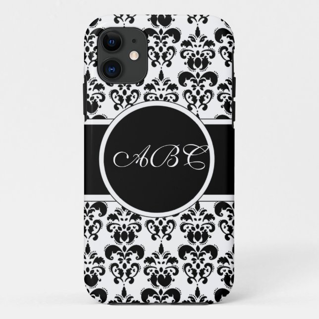 Funda De Case-Mate Para iPhone Diseño damasco negro (Reverso)