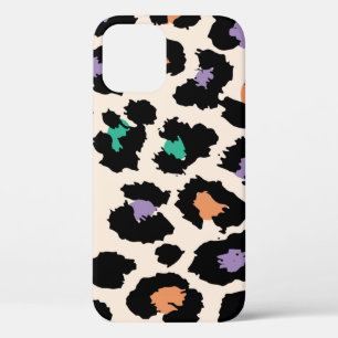 Funda Para iPhone 12 Diseño de animales leopardo coloridos y antecedent