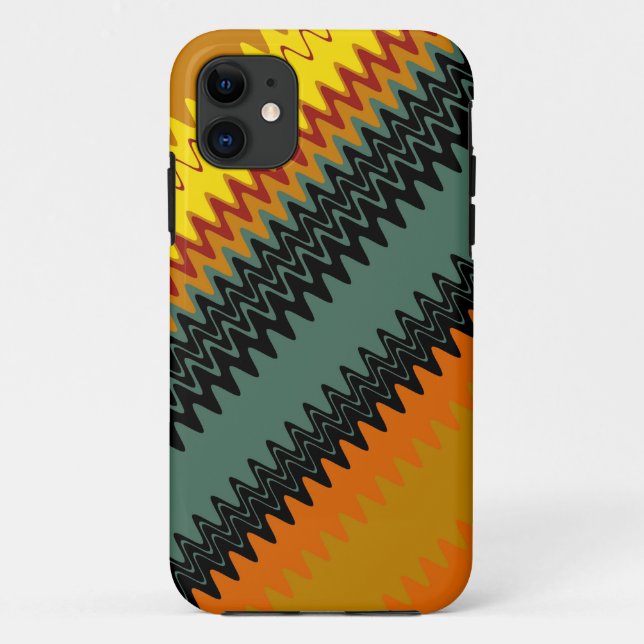 Funda De Case-Mate Para iPhone Diseño de arte Chevron Retro Zigzag Stripes (Reverso)