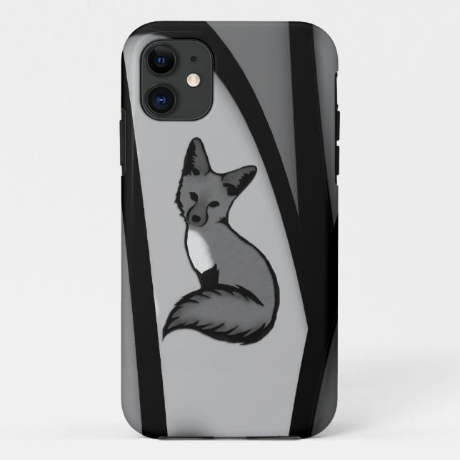 Funda De Case-Mate Para iPhone Diseño de arte moderno Fox en plata (Reverso)
