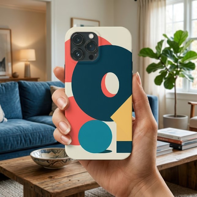 Funda De Case-Mate Para iPhone Diseño de Arte Retro Risograph Geométrico Abstract (Retro Abstract Geometric Risograph Art Design. iPhone Case)