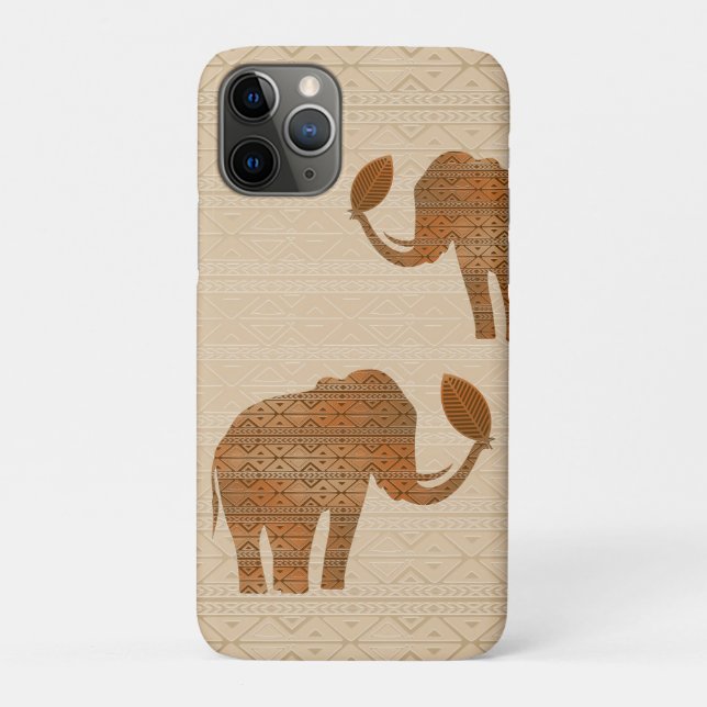 Funda De Case-Mate Para iPhone Diseño de arte tribal para elefantes (Reverso)