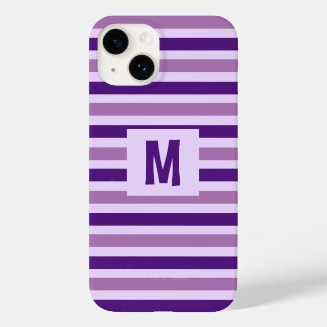 Funda De Case-Mate Para iPhone Diseño de banda morada simple inicial (Reverso )