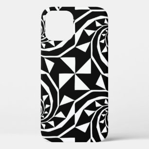 Funda Para iPhone 12 Diseño de boro blanco y negro, arte de ornamento,