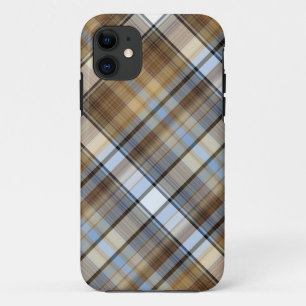 Funda Para iPhone 11 Diseño de Brown, azul claro y blanco del tartán