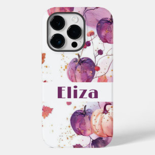 Funda Para iPhone 14 Pro De Case-Mate diseño de caídas de calabaza de acuarela con nombr