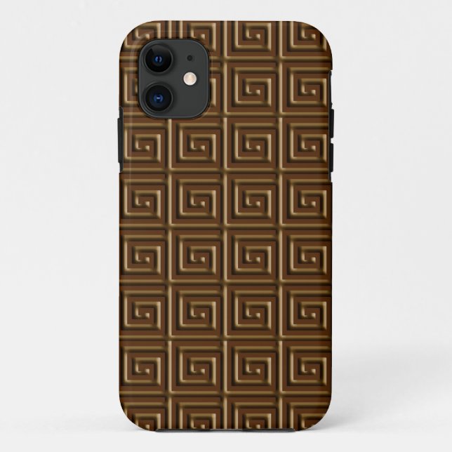 Funda De Case-Mate Para iPhone Diseño de clave griega - chocolate oscuro (Reverso)