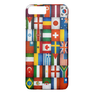 Funda Para iPhone 8 Plus/7 Plus Diseño de Collage de Banderas Mundiales Grunge