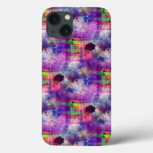 Funda Para iPhone 13 Diseño de color verde, textura púrpura acuarela