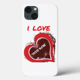 Funda Para iPhone 13 Diseño de corazón de amor grunge editable – Agrega