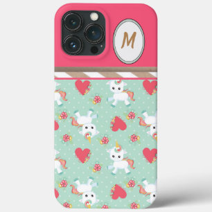 Funda Para iPhone 13 Pro Max Diseño de corazones y unicornios caprichosos