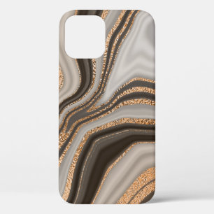 Funda Para iPhone 12 Diseño de cosecha de oro marrón