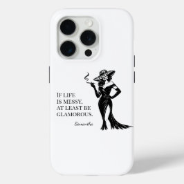 Funda Para iPhone 15 Pro Diseño de cotización de estilo glam personalizado