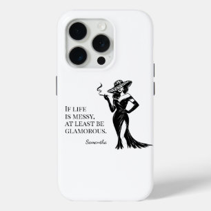 Funda Para iPhone 15 Pro Diseño de cotización de estilo glam personalizado