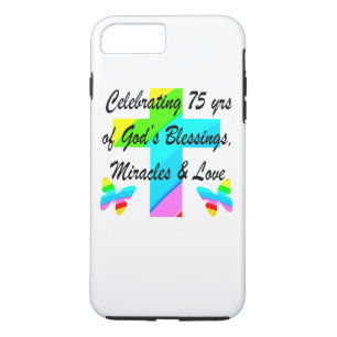 FUNDA PARA iPhone 8 PLUS/7 PLUS DISEÑO DE CUMPLEAÑOS 75 PERSONALIZADO CON AMOR