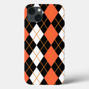 Funda Para iPhone 13 Diseño de diamante de argelia blanco negro naranja