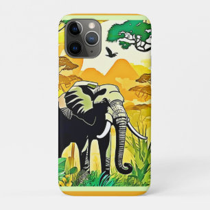 Funda Para iPhone 11 Pro Diseño de Elefantes de la Selva Africana