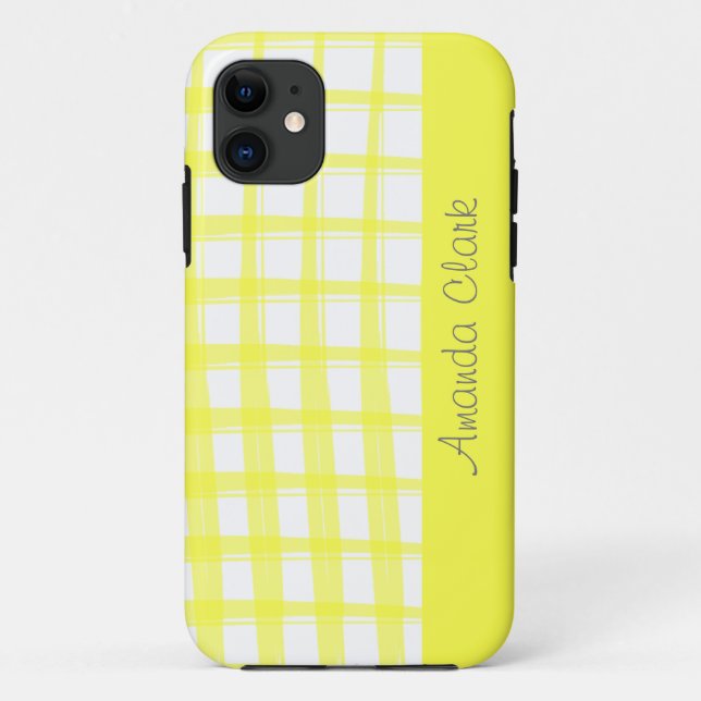 Funda De Case-Mate Para iPhone Diseño de Entramado Amarillo Simplemente Moderno (Reverso)