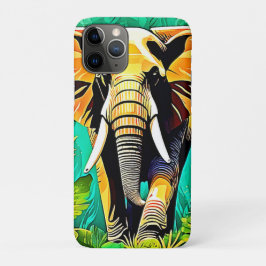 Funda Para iPhone 11 Pro Diseño de escena de elefantes de selva vibrante