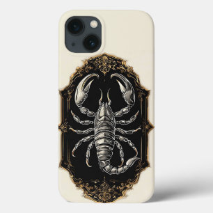 Funda Para iPhone 13 Diseño de Escorpión Elegante con Arte Dorado Intri