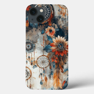 Funda Para iPhone 13 Diseño de estilo boho con dreamcatchers