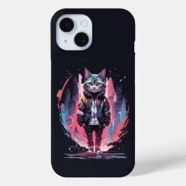 Funda Para iPhone 15 Diseño de felino estilizado